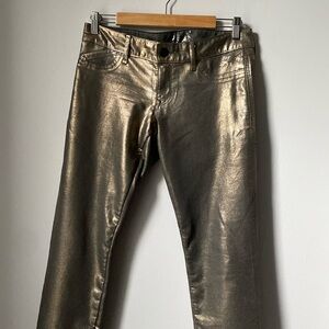 Express women’s Jean legging Stella, regular fit, low rise bronze metallic jeans